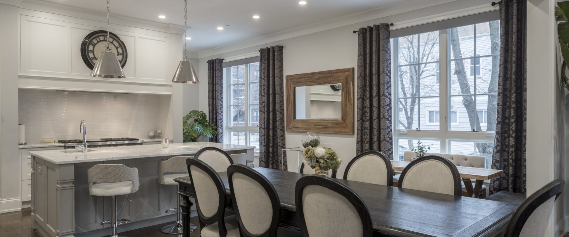 An interior shot of a luxurious house dining room