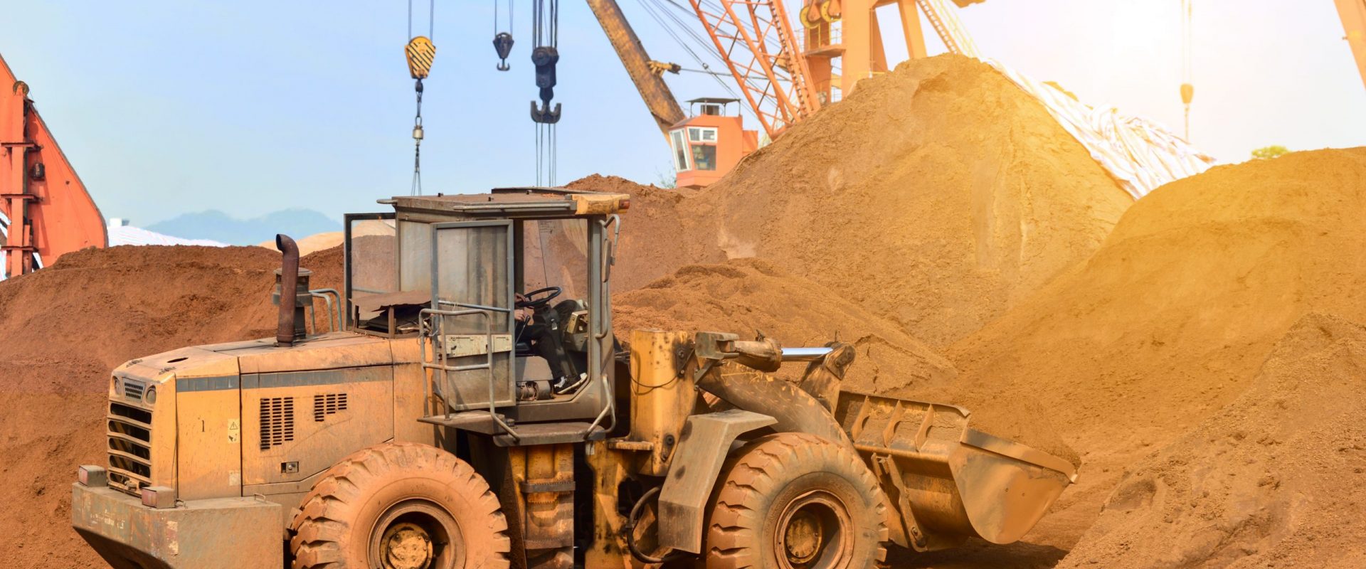 Close-up of a construction site excavator