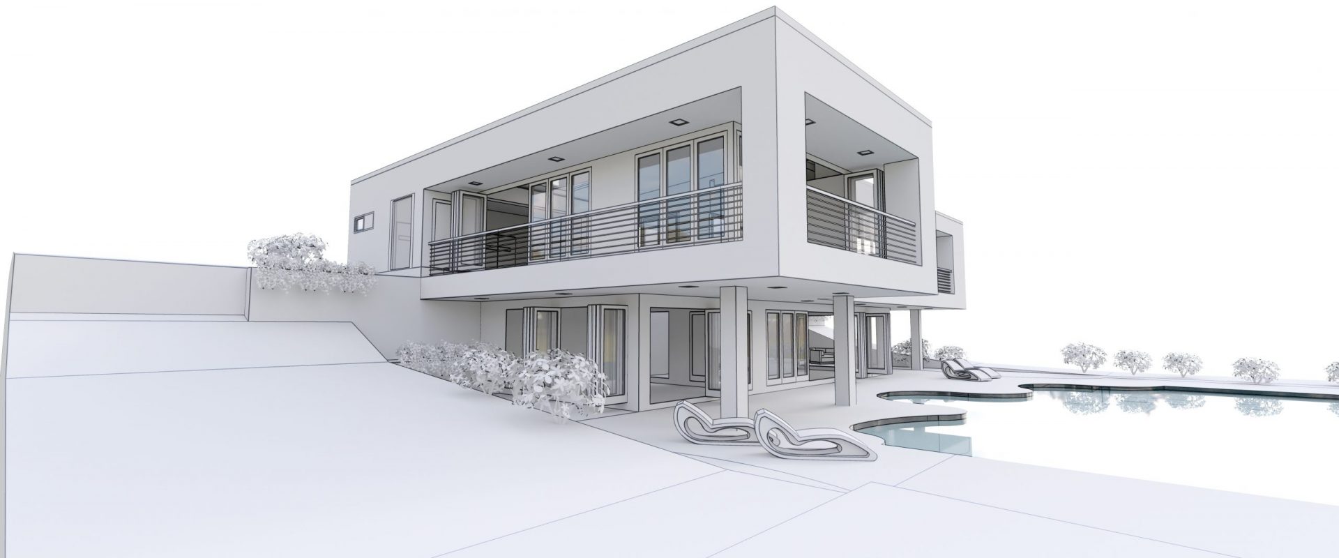 3d modern house, on white background. 3d illustration